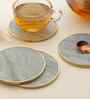 Grey Marble Brass Ring Coasters (Set Of 4)