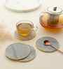 Grey Marble Brass Ring Coasters (Set Of 4)