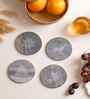 Grey Marble Coasters Brass Ring Christmas Theme (Set Of 4)
