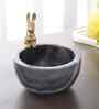 Grey Marble Nut Candy Bowl Brass Bunny Embedded