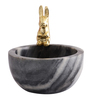 Grey Marble Nut Candy Bowl Brass Bunny Embedded