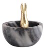 Grey Marble Nut Candy Bowl Brass Bunny Embedded