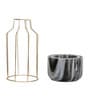Grey Marble With Gold Metal Mesh Desk Pot