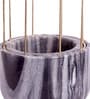 Grey Marble With Gold Metal Mesh Desk Pot