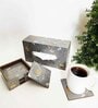 Grey Bird Combo Tissue Box Holder with  Set of 6 Coaster Set