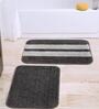 Grey Geometric  Microfibre 16x24 Inches AntiSkid Bath Mat (Set of 2)