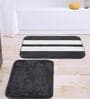 Grey Geometric Microfibre 16x24 Inches AntiSkid Bath Mats (Set of 2)