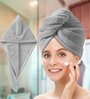 Grey Microfiber Solid 500 GSM Hair Wrap Towel (2Pcs)