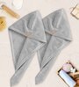 Grey Microfiber Solid 500 GSM Hair Wrap Towel (2Pcs)