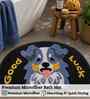 Black Good Luck Dog Microfibre 24X16 Inches Anti-Skid Bath Mat
