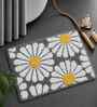 Grey Floral Microfibre 24X16 Inches Anti-Skid Bath Mat