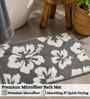 Grey Floral Microfibre 24X16 Inches Anti-Skid Bath Mat