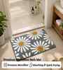 Grey Floral Microfibre 24X16 Inches Anti-Skid Bath Mat
