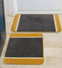 Grey Geometric Microfibre 24x16 Inches AntiSkid Bath Mats (Set of 2)