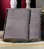 Grey Plain TC Cotton 1 Bath Towel with 2 Hand Towel and 1 Box