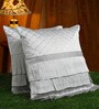 Grey Textured Poly Satin 16 x 16 Inches Cushion Covers (Set of 2)