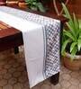 Nepenthe  (12x84) White Blue Polycanvas Table Runner