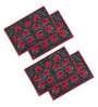 Koi  Floral (12x18) Grey & Red Poly Cotton (Set of 4) Placemat