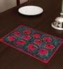 Koi  Floral (12x18) Grey & Red Poly Cotton (Set of 4) Placemat