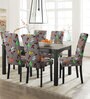 Grey Polycotton Floral 14x18 Inches Chair Covers (Pack of 6)