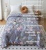 Grey Polycotton Floral 350 GSM Double Bed Reversible Quilted Comforter