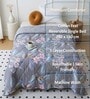 Grey Polycotton Floral 350 GSM Single Bed Reversible Quilted Comforter