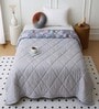 Grey Polycotton Floral 350 GSM Single Bed Reversible Quilted Comforter