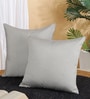 Grey Polycotton Solid 16x16 inches Cushion Cover Set of 2