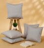 Grey Polycotton Solid 16x16 inches Cushion Cover Set of 5