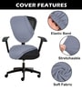 Grey Polycotton Solid 18 x 18 Inches Elastic Stretchable Office Chair Covers (2 Pcs