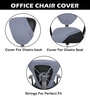 Grey Polycotton Solid 18 x 18 Inches Elastic Stretchable Office Chair Covers (2 Pcs