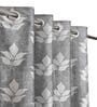 Grey Polyester Floral 8Ft Semisheer Eyelet Door Curtains (Pack of 2)