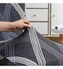 Grey Polyester Abstract Stretchable Chair Covers (Pack of 2)