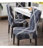 Grey Polyester Abstract Stretchable Chair Covers (Pack of 2)