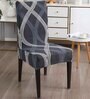 Grey Polyester Abstract Stretchable Chair Covers (Pack of 2)