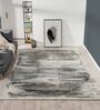 Grey Abstract Polyester 4 ft x 6 ft Machine Made Carpet
