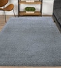 Grey Polyester Shaggy 5' x 3' Hand tufted Carpet