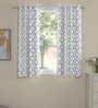 Grey Polyester Abstract 5ft Semisheer Eyelet (2 pc) Window Curtains
