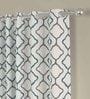 Grey Polyester Abstract 5ft Semisheer Eyelet (2 pc) Window Curtains