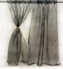 Grey Traditional Polyester 8 Ft Sheer Rod Pocket Door Curtain