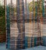 Grey Abstract Polyester 8 Ft Sheer Rod Pocket Door Curtain