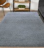 Grey Polyester Shaggy 6' x 4' Hand tufted Carpet