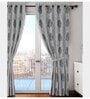Grey Polyester Floral 7Ft Semisheer Eyelet Door Curtain (1 Pc)