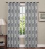Grey Polyester Floral 7Ft Semisheer Eyelet Door Curtain (1 Pc)
