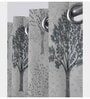 Grey Polyester Floral 7Ft Semisheer Eyelet Door Curtain (1 Pc)