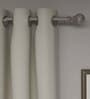 Grey Abstract Polyester 7 Ft Semisheer Eyelet Door Curtains (Set of 2)