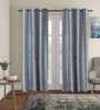 Grey Polyester Abstract 9ft Blackout Eyelet Door Curtains