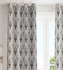 Grey Floral Polyester 9 Ft Semisheer Eyelet Door Curtains (Set of 2)