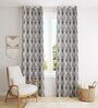 Grey Floral Polyester 9 Ft Semisheer Eyelet Door Curtains (Set of 2)