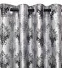 Grey Floral Polyester 9 Ft Semisheer Eyelet Door Curtains (Set of 2)
